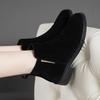 2025 Autumn and Winter New Soft Leather Boots Women's Suede Leather Low Heel Square Heel Fashion Boots Thin Fashion Versatile Women's Shoes