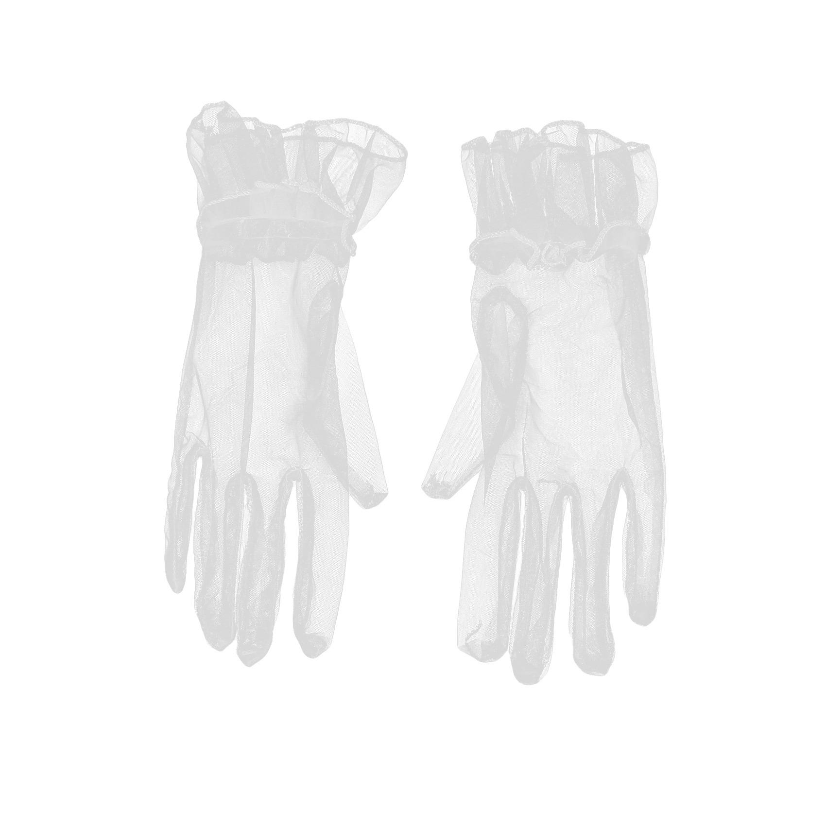 

Women Elegant Short Lace Gloves Stretchy Sheer Tulle Gloves For Opera Evening Wedding Tea Party Use белый