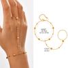 Luxury Minimalist Gold Plated Thin Chain Finger Ring Hand Chain Bracelets for Women, Party Elegant Stainless Steel Jewelry