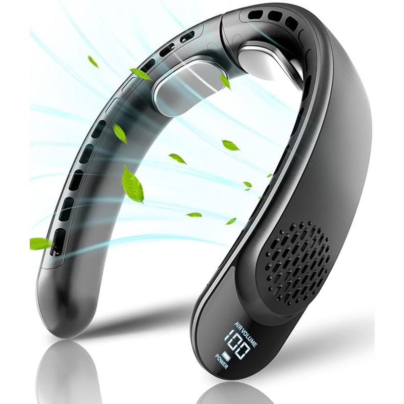 Bladeless Quad-Core Neck Fan: Portable, USB Rechargeable, High Wind Power for Outdoor Sports