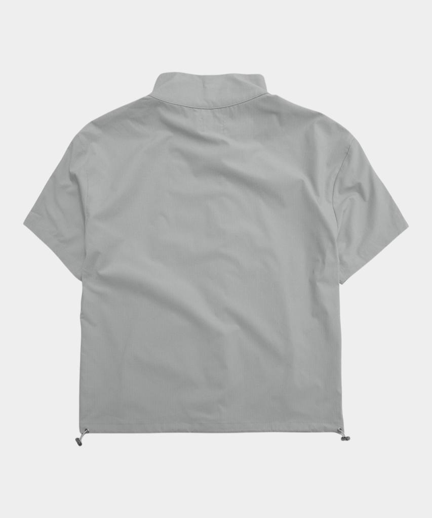 Placestudioman Authentic Light Diagonal Cut Point High-Neck Nylon Windbreaker Short Sleeve Jacket [Gray]