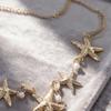 Elegant Starfish Waist Chain Gold Beads Belly Chains Sea Star Imitation Pearl Body Chain  Party