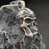 Stainless Steel Skull Pendant Viking Warrior Helmet Necklace Men's Trendy Accessories