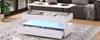 100*50*44cm Hydraulic Height-Adjustable Coffee Table, with LED Lighting, Bluetooth App Control, 2 Drawers and Open Storage, White Liftable