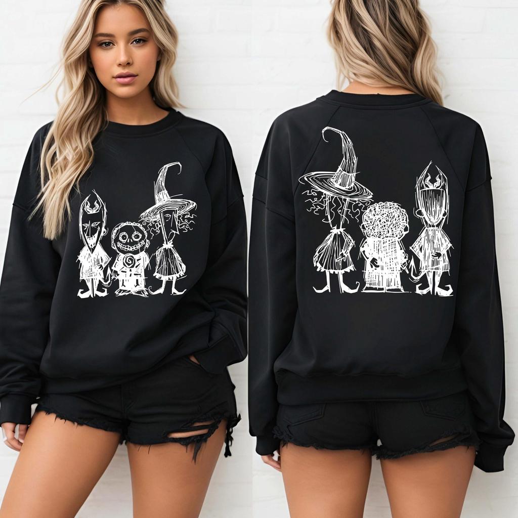 Nightmare Before Christmas Printed Womens Round Neck Sweatshirt AutumnWinter Fashion Trend Pure Cotton Top Neutral Sweatshirt