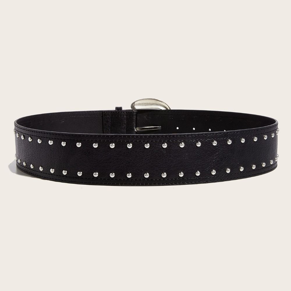 Heavy-Duty Design Sense Rivet Wide Belt For Women Vintage Y2k Versatile Skirt Jeans With Decorative Slimming Belt