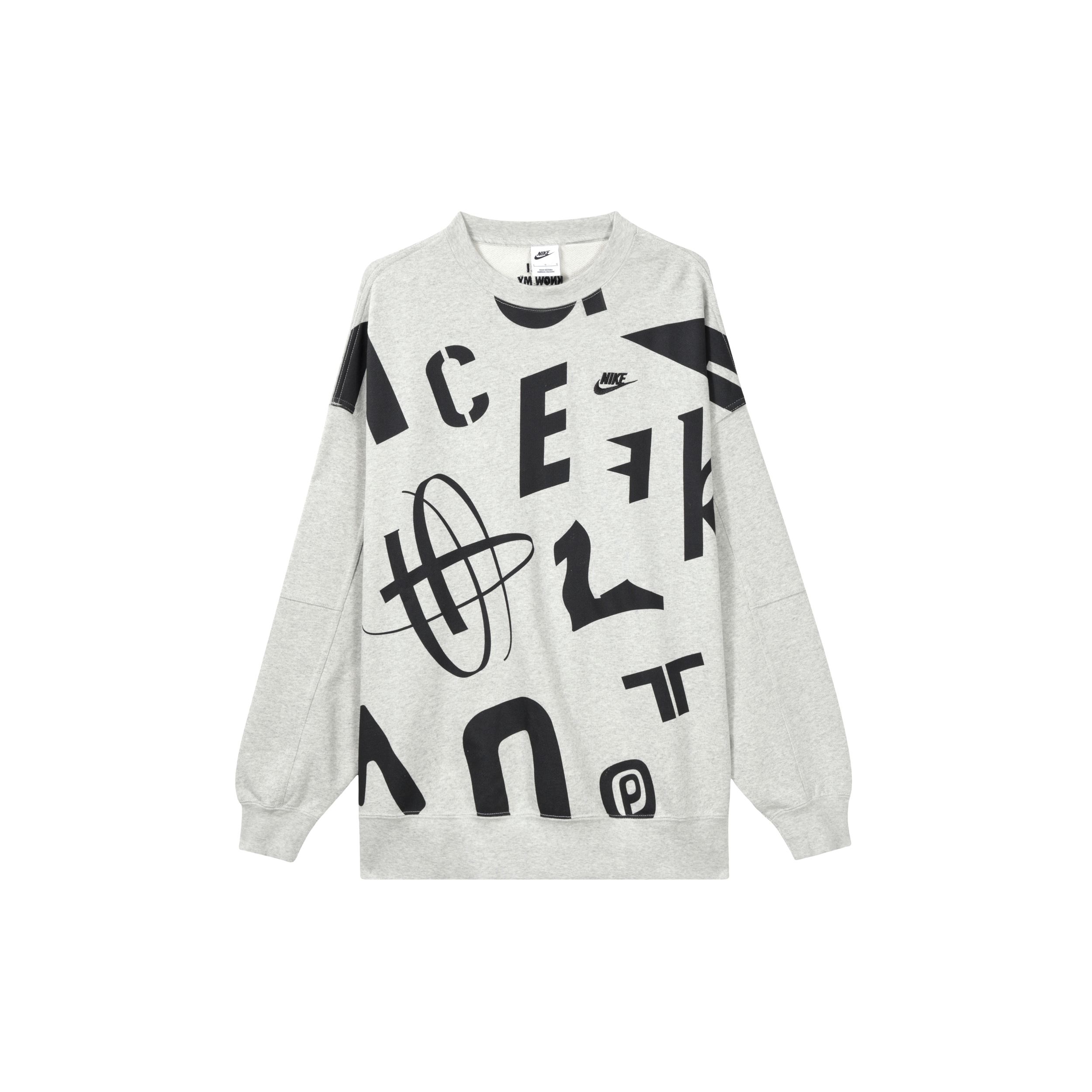 

Nike Свободная повседневная толстовка с круглым вырезом и буквенным принтом, женские топы, серый HF0385-050 L