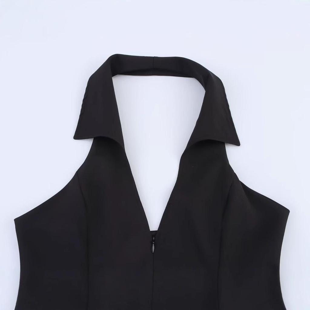 2025 Spring Women's European and American Halter Neck Shirt Dress Pants