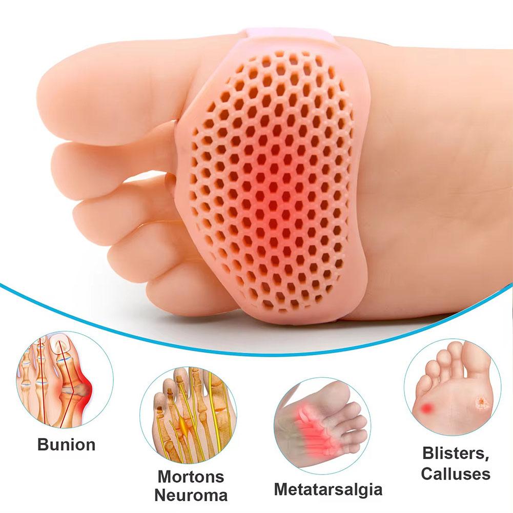 1Pair Silicone Metatarsal Pads, Toe Separation Foot Pads, Orthopedic Foot Massage Insoles, Forefoot Socks, Foot Care Tools