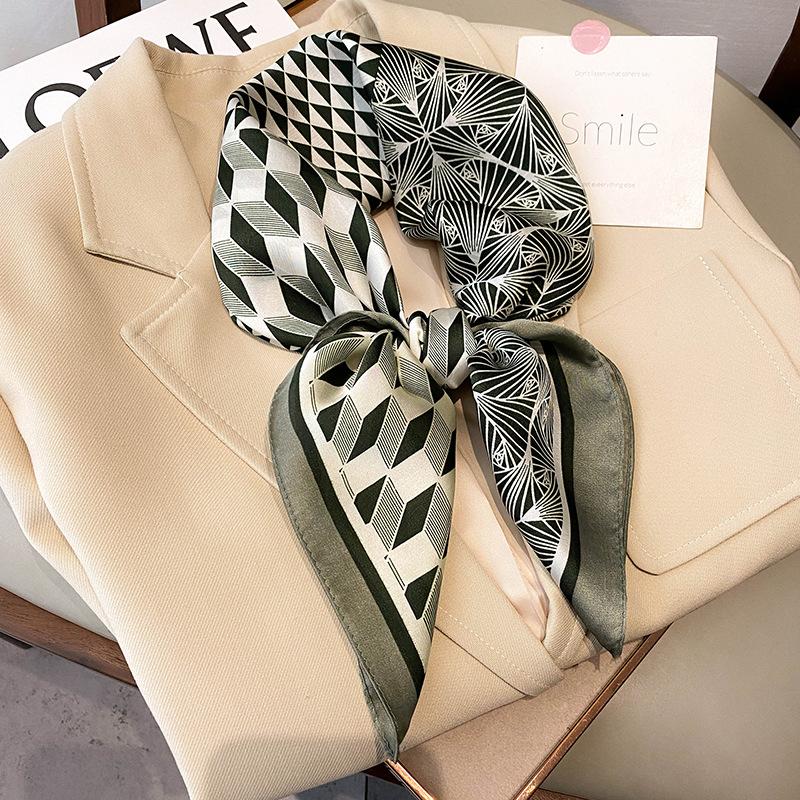 Four Seasons 70X70CM Kerchief  Print Small Silk Scarves Fashion Style Sunscreen Headcloth Popular Beach Travel Square Scarf
