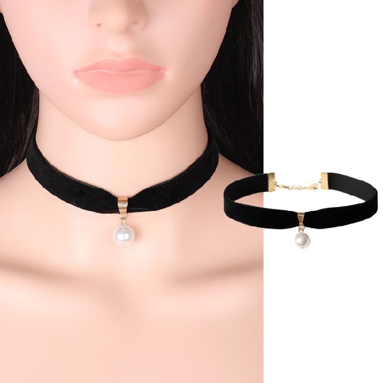 Pearl Choker Necklace for Women Jewelry Black Velvet Rope Collar Choker Necklace