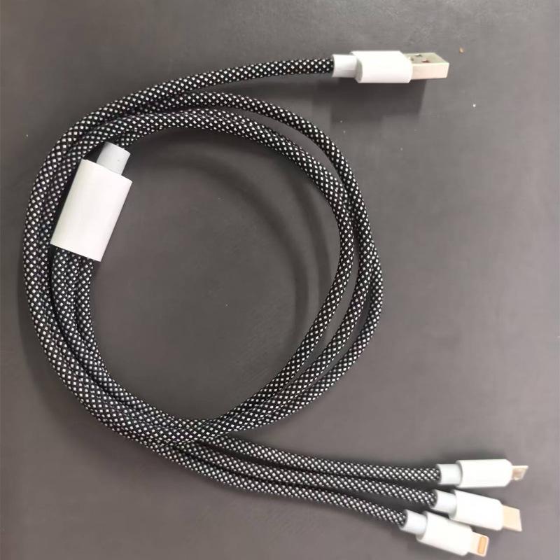 66W Fast Charging Macaron Braided 3-in-1 Cable for Apple, Android, and Type C Devices