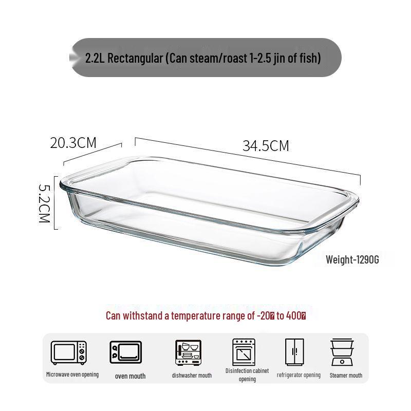 High-Temperature Resistant Rectangular Borosilicate Glass Baking Dish