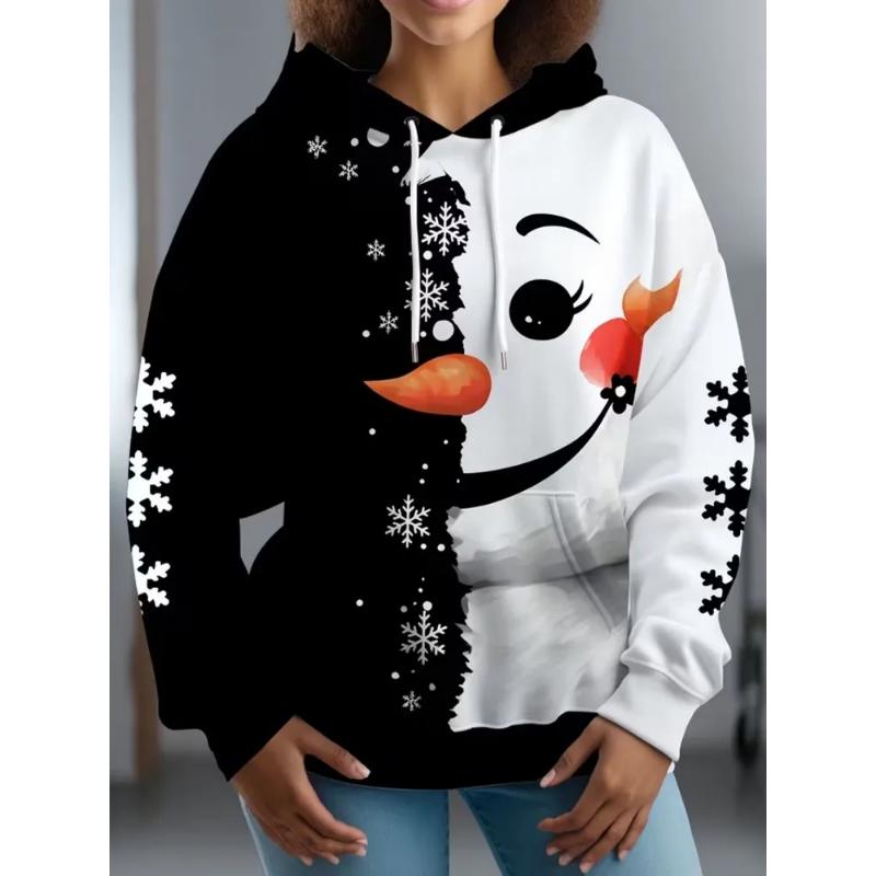 Fashion Women's Hooded Sweater 3D Casual Color Printing Casual Long Sleeve Sweater