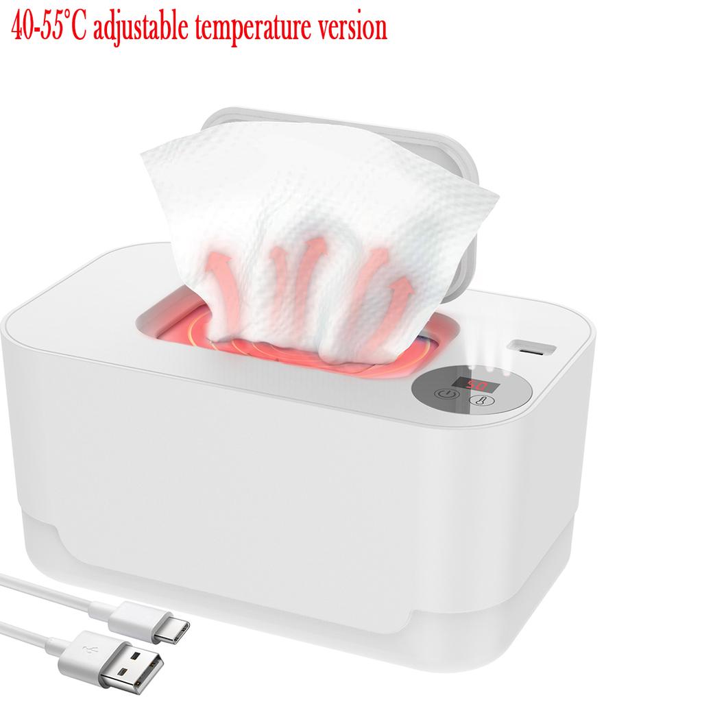 Baby Wipe Warmer Heater Wet Towel Dispenser Home/Car Use Mini Wipe Warmer Portable USB Powered 40-55°c Adjustable Temperature