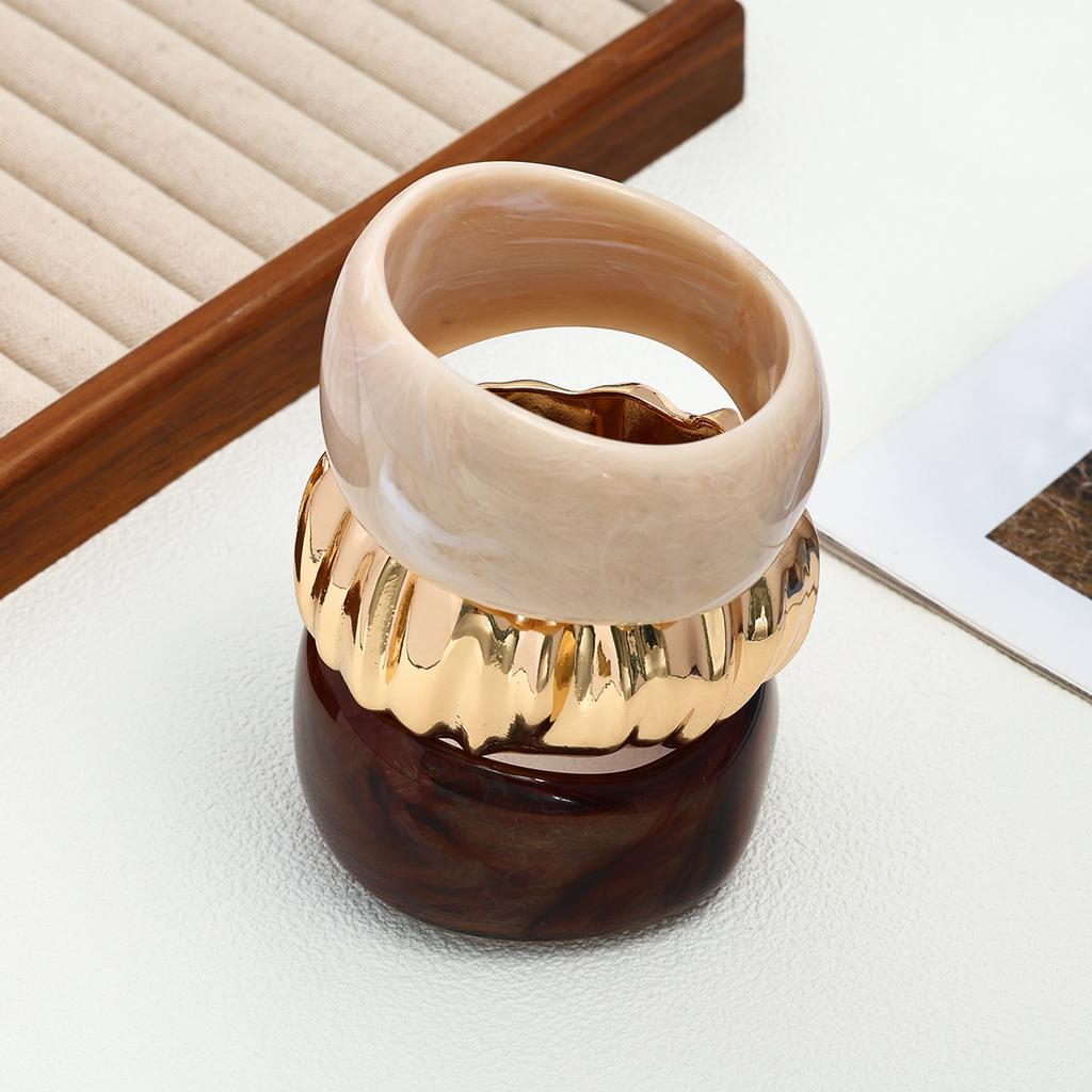 Popular bracelet Irregular geometric wide-edge smudged bracelet Advanced round metal bracelet