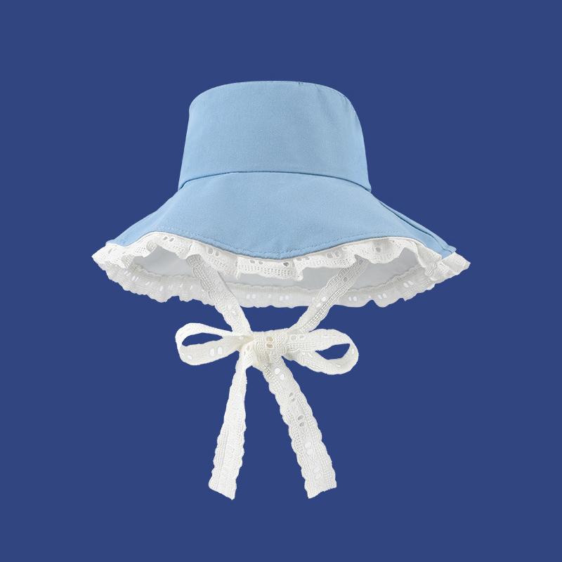 Korean Style Sweet Lace Splicing Large Brim Fishing Cap Women's Spring Summer Fresh Outdoor Sunshade Hat Mountaineering Hat