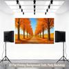2D flat surface 1 piece of landscape autumn trees path background banner suitable for home garden studio