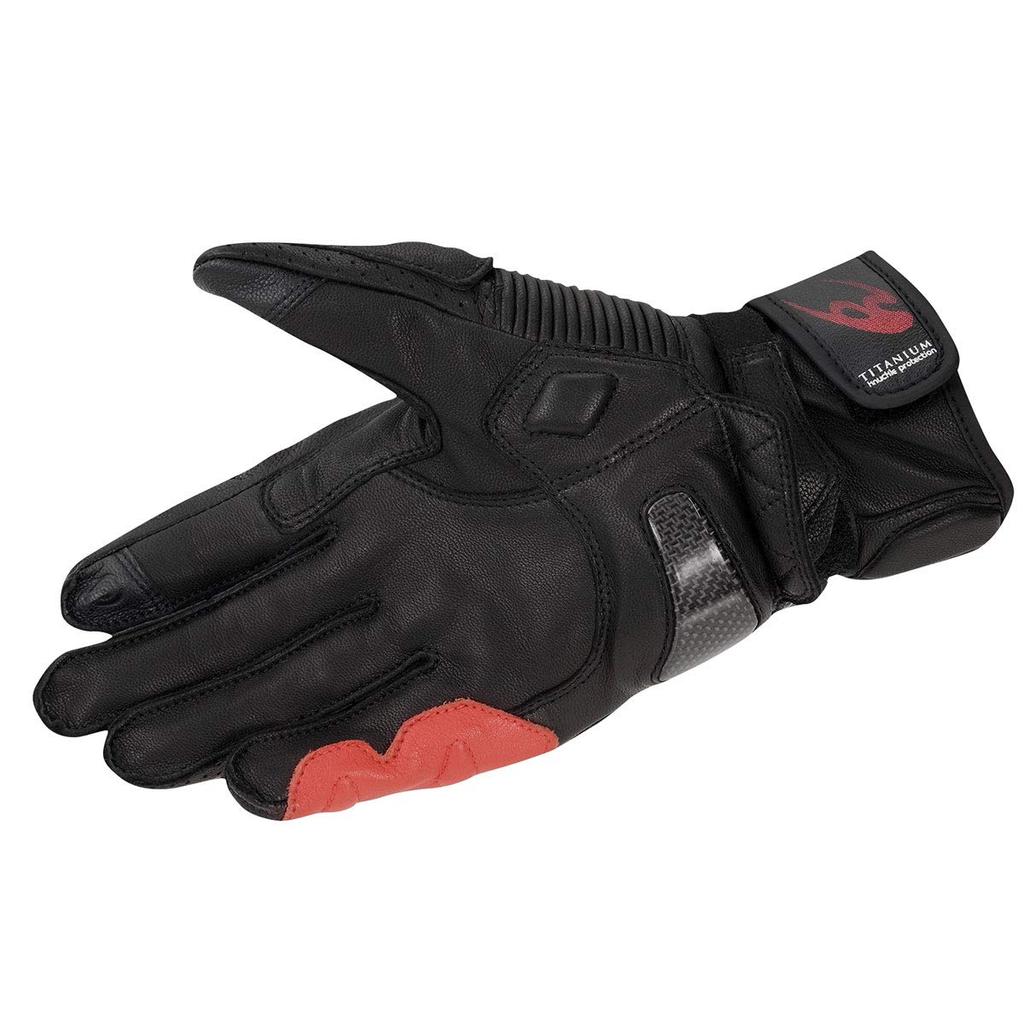 Motorradhandschuhe Titan Sporthandschuhe 2XL 12970 Echtes Leder Carbon Stretchmaterial Titan für und Herbst [Komine] Schwarz/Rot GK-236 Frühling,