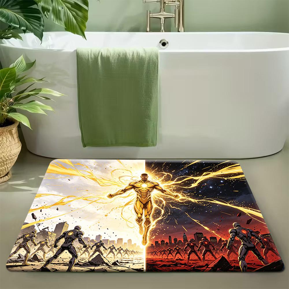 Marvel-Authorized Spider- City High-Rise Polyester Floor Mat | Machine Washable, Ideal for Living Room, Bedroom Decor, Adds P 40x60cm