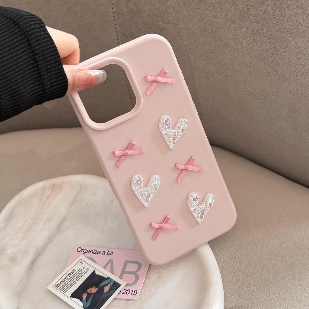 Dreidimensional Passend für 15promax Apple 16 Handyhülle Iphone17 Rosa Liebes Schleife 13 Generation 11 Weiche Hülle