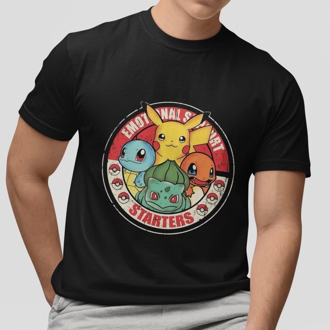 Emotional Support Starters T-Shirt Cute Cartoon Graphic Tee Unisex Casual Top XXL
