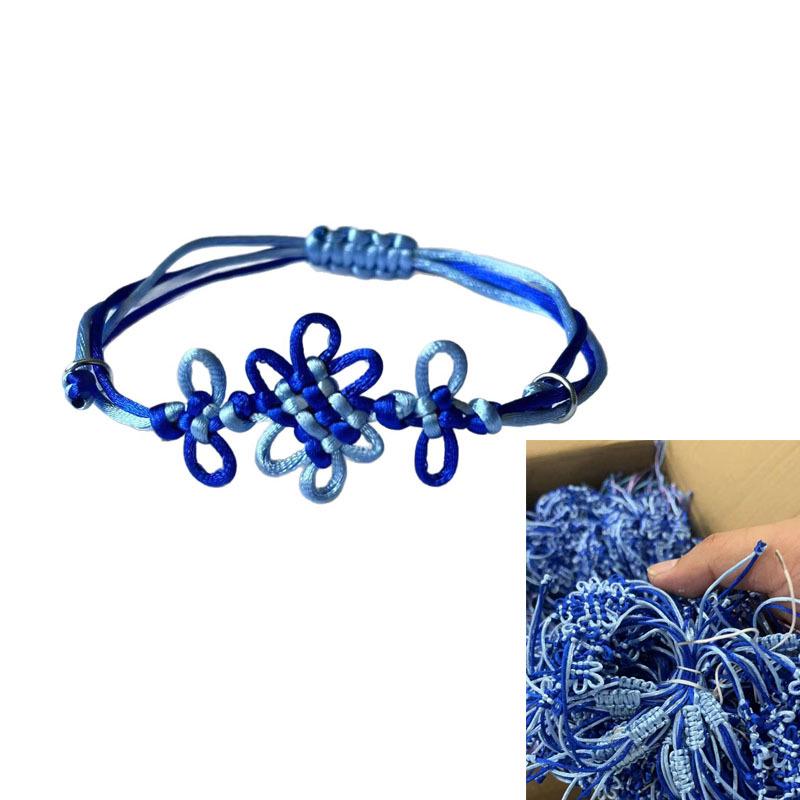 **Colorful Jade Thread Chinese Knot Bracelet - Blue/Purple**