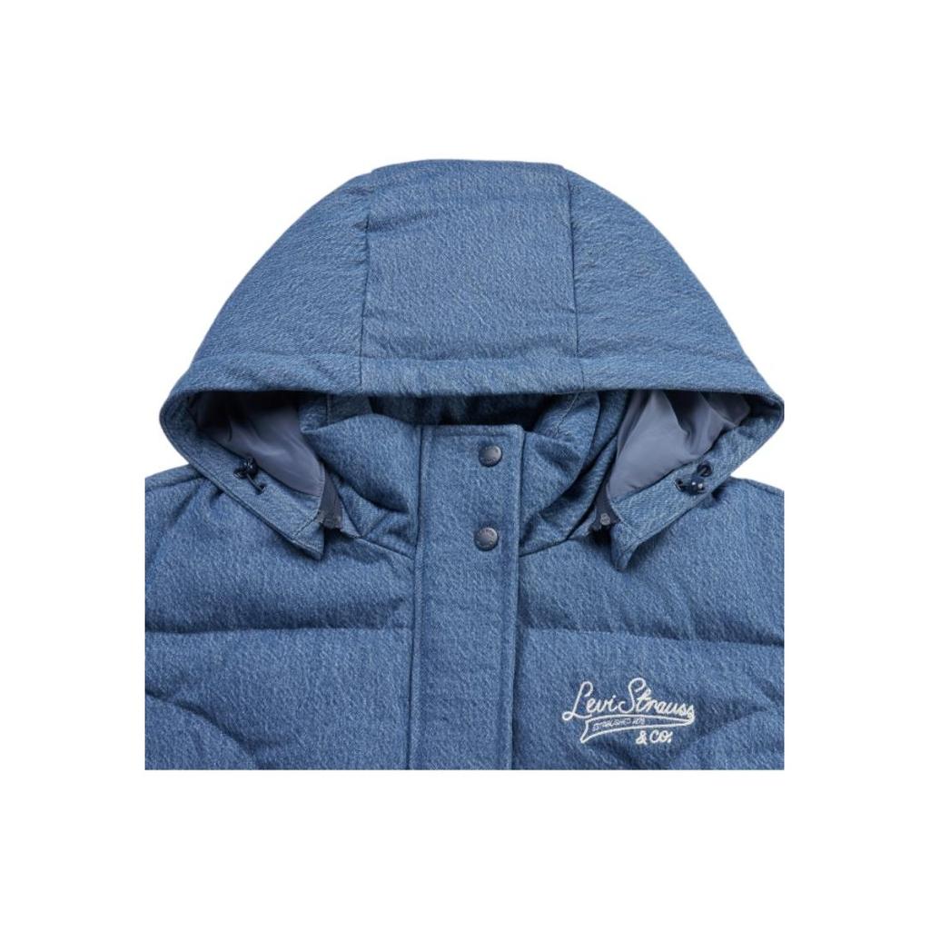 Levis Simple Comfortable Casual Removable Hooded Long Sleeve Down Jacket Women Outerwear Medium-Blue 001CB-0001