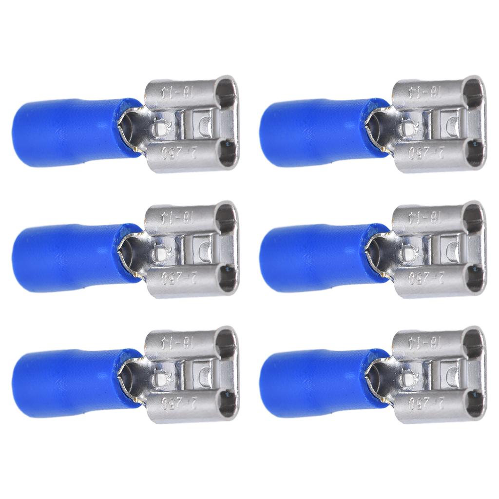 100PCS FDD2250 Spade Connector Conductivity Female Spade Connector with Insulating Shell for 1.52.5mm Cable(Blue )