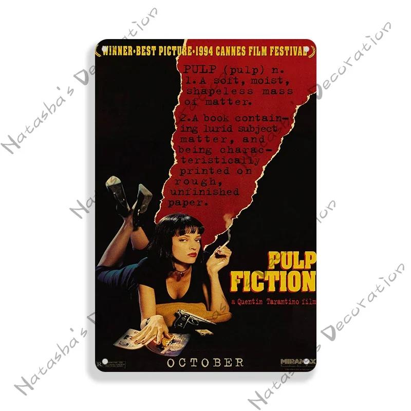 Pulp Fiction Rusty Movie Poster Metal Tin Sign Old Metal Signs Vintage Poster Man Cave Garage Metal Plaque Industrial Decor