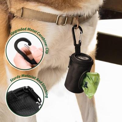 Portable Dog Walking Pet Dog Poop Bag Dispenser Zipper with Carabiner Clip Pet Waste Bags Carrier Waterproof Storage Bag Dog