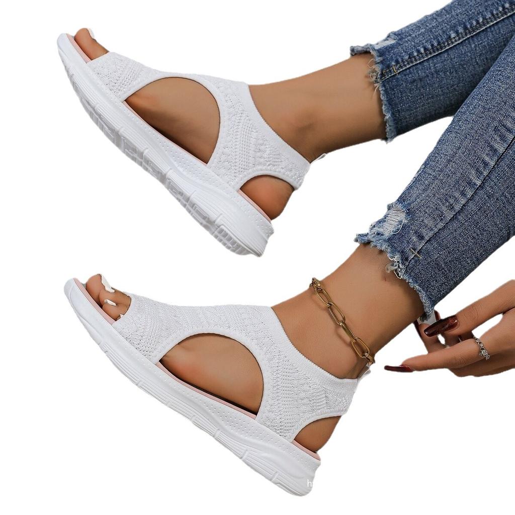 Schuhe 2025 Sommer neue Mode europäisch und amerikanisch große Größe flach 2025 fliegende gewebte Damensandalen