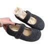 Gray~ very gentle and advanced! Hairy shoes women wear warm autumn and winter flat Mary Jane velvet cotton shoes
