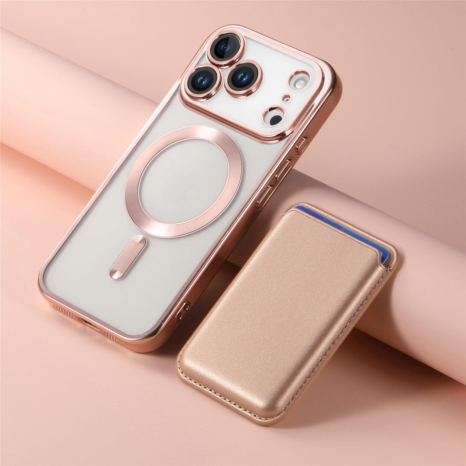 

Plating Magnetic Phone Case for IPhone 17 AIR 13 14 15 Plus 16 Pro Max Card Holder Wireless Charging for Magsafe Protect Cover iPhone 15 Pro