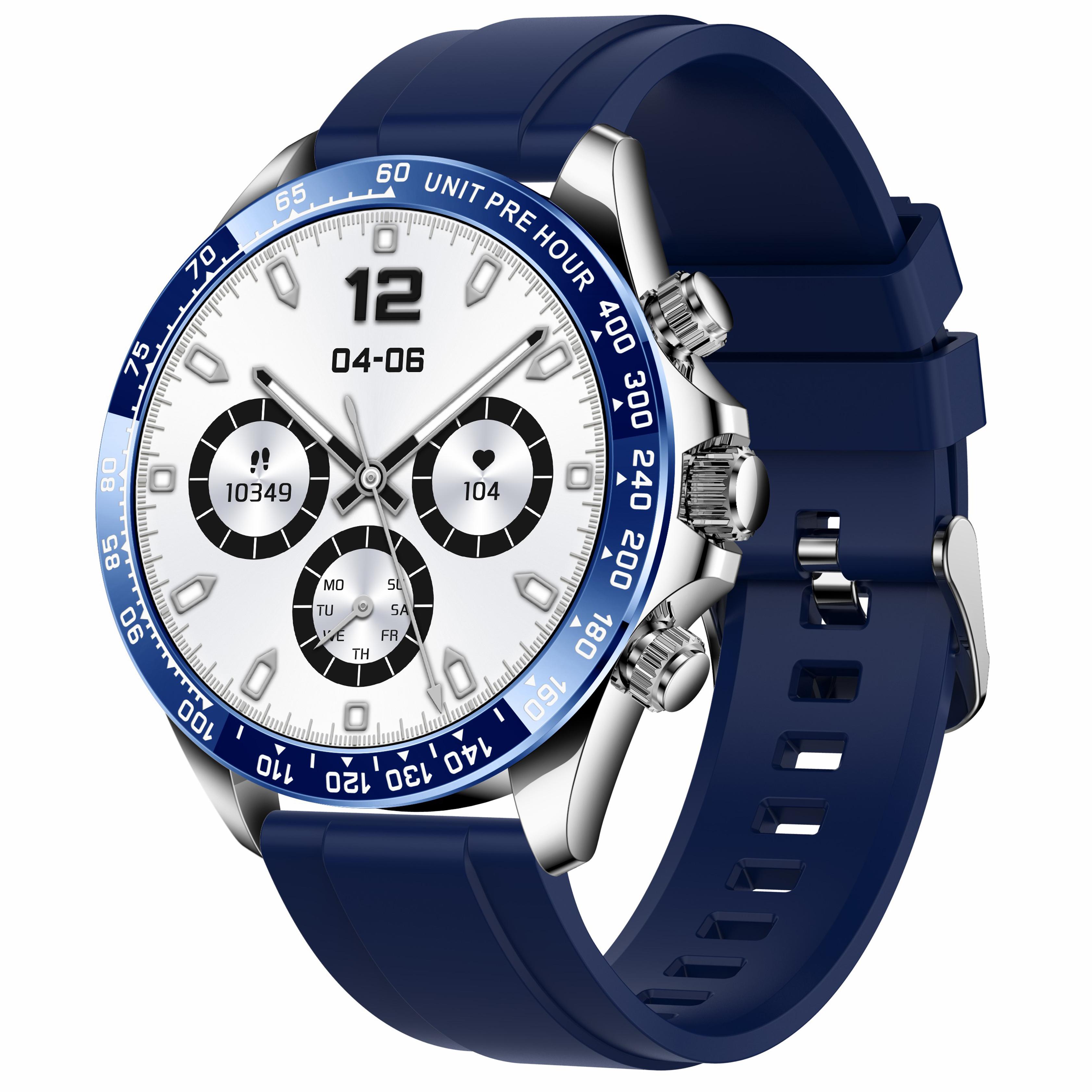 

Розумний годинник AK63 з AMOLED-екраном, сумісний з Bluetooth для дзвінків, наручний браслет із силіконовим ремінцем Blue