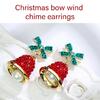 Holiday Season Dangle Earrings Christmas Bowknot Bell Shaped Ear Rings with Rhinestones and Pearls Women Ornaments