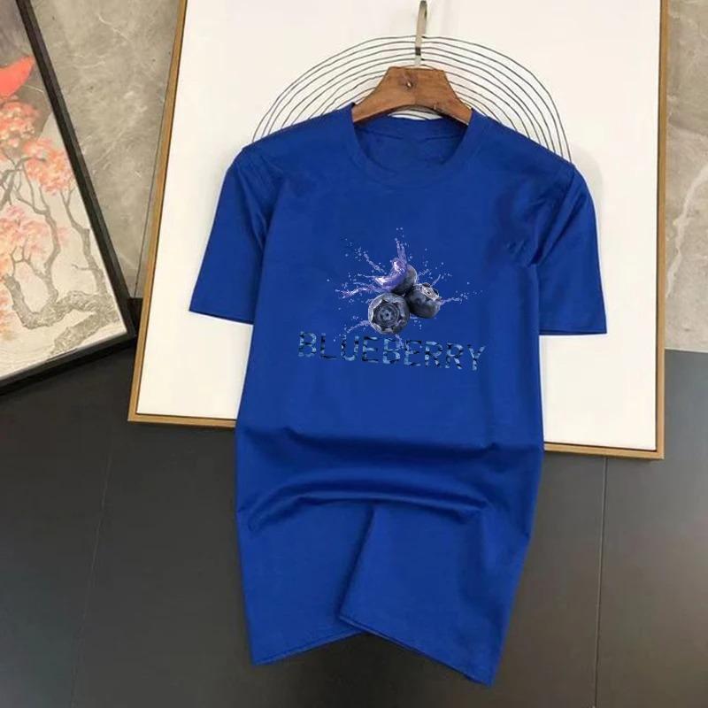 Spring and Summer New Light Luxury Brand Blueberry Men's and Women's Short Sleeved Fashionable Casual Pattern Printed T-shirt