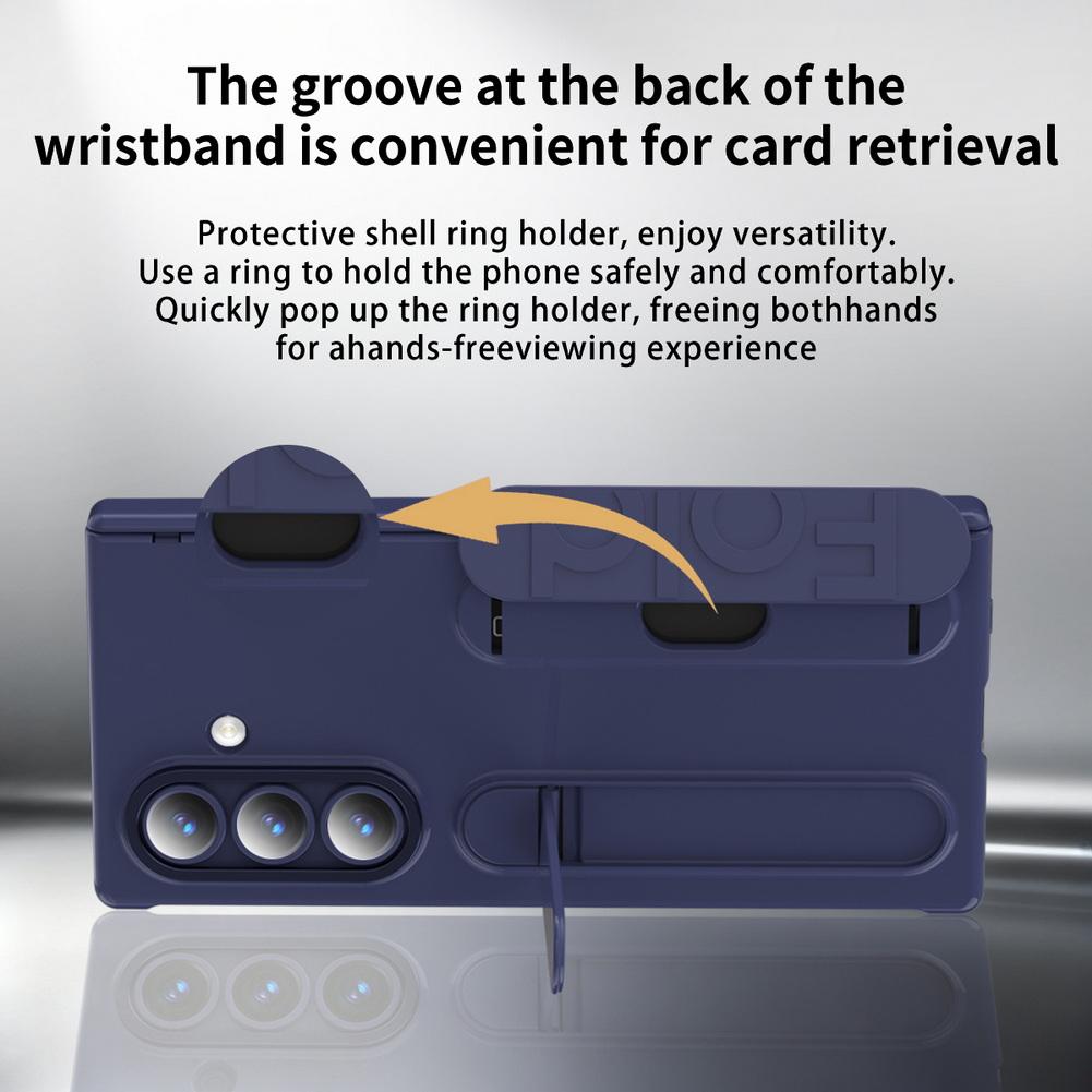 With Credit Card Slot Multifunctional Kicktand Wrist Strap Folding Case For Samsung Z Fold 7 Fold7 Galaxy Z Fold 6 5 4 Cover