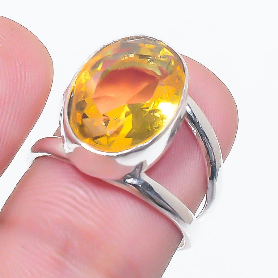 

Ювелирное кольцо из стерлингового серебра 925 пробы с цитрином, размер 7
