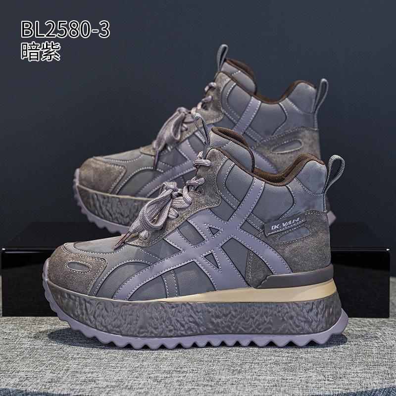 Thick-soled high-top Forrest Gump shoes New autumn lightweight leather breathable sports and leisure dad shoes