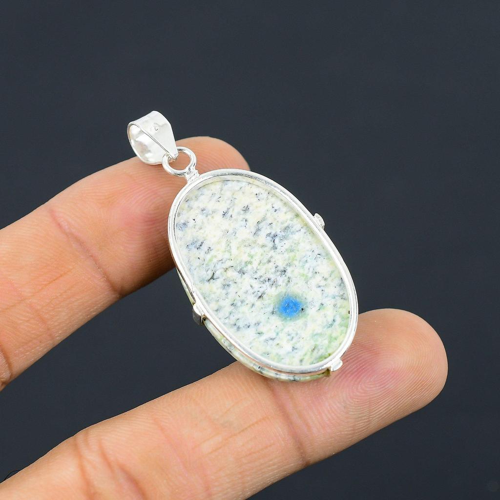 Daughters Day Sale K2 Jasper Gemstone 925 Silver Sister Bezel Art Deco Pendant