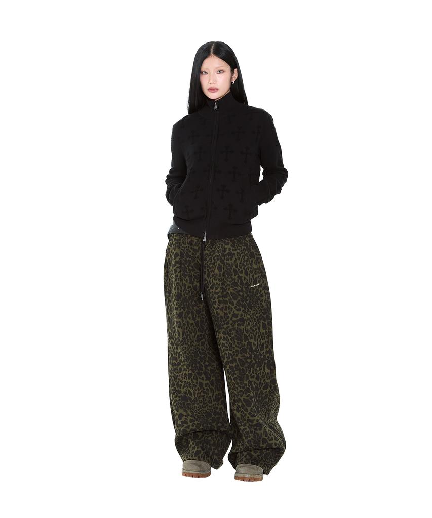 AAKAM Cross Boucle Knit Zip-Up (Black)