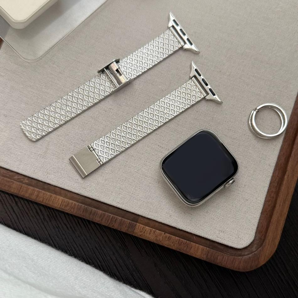 

Металлический браслет из нержавеющей стали Чешуя рыбы для ремешка Apple Watch Серии 11/10/9/8/7/Ultra Ремешок iWatch 49/46/45/44/42/41/40/38мм 38 40 41(S11 10)42MM