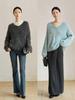 Retro V-Neck Lambswool Cashmere Bouclé Sweater