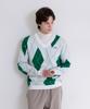 SELITIO Argyle V-Neck Soft Knit Green