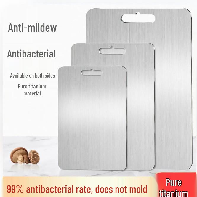 Planche à découper antibactérienne en titane et acier inoxydable - Résistante aux moisissures, planche à découper de cuisine de qualité médicale.