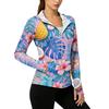 Women's Lightweight Zip-Up Hoodie with Hood and Pockets Hawaiian Print Long Sleeve Sun Protection Jacket for Outdoor Activities
