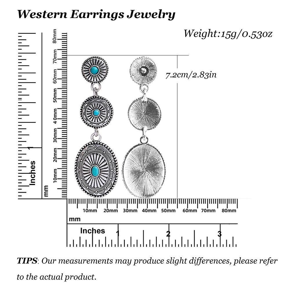 Silver Western Style Stud Earrings Dangling Boho Chic Jewelry Women's Gypsy Earrings  Outfits