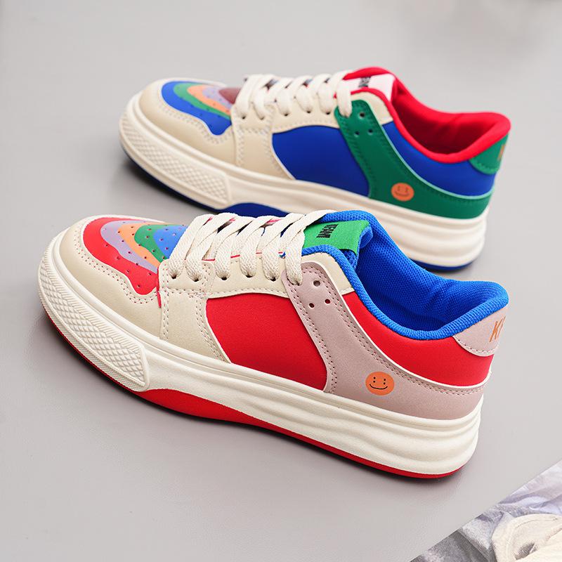 Kleine weiße Schuhe Damen Frühling Neue Studentin Vielseitige Farbabstimmung Board Schuhe Flache Freizeitschuhe Damen