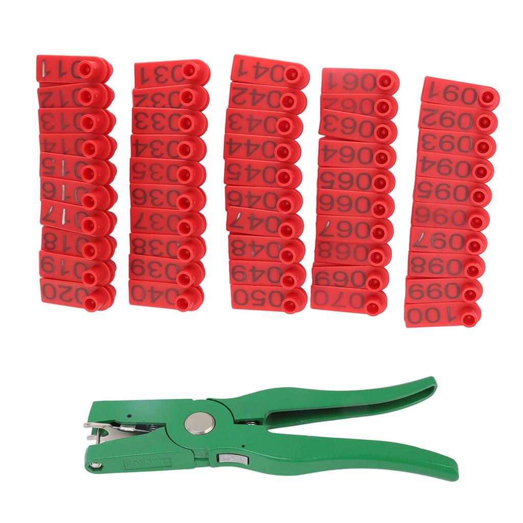 Ear Tag Plier Professional Animal Ear Tag Applicator with Ear Tags for Livestock Breeding